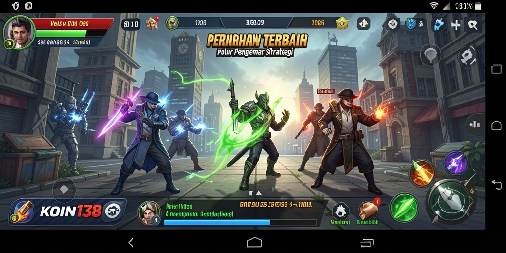 Screenshot gameplay KOIN138 menampilkan aksi pertahanan menara yang seru.