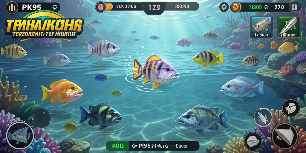 Screenshot gameplay PK95 yang seru saat menembak ikan.