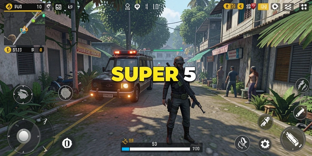 Screenshot utama SUPER5 menunjukkan aksi seru dalam gameplay Simulation.
