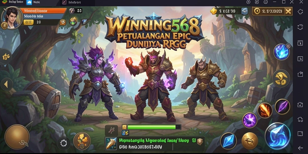 Menampilkan aksi pertarungan seru dalam game RPG WINNING568.